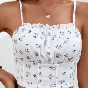Floral Frill Trim Cropped Cami